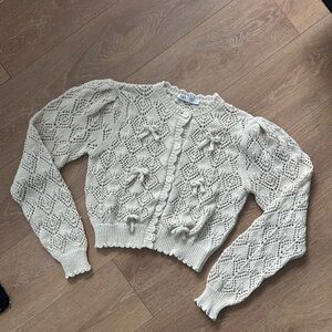 Zara Cream Knit Bow Sweater